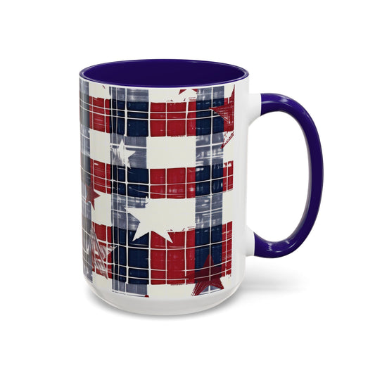 Red, White & Blue Plaid Coffee Mug  2 sizes, 2 colors