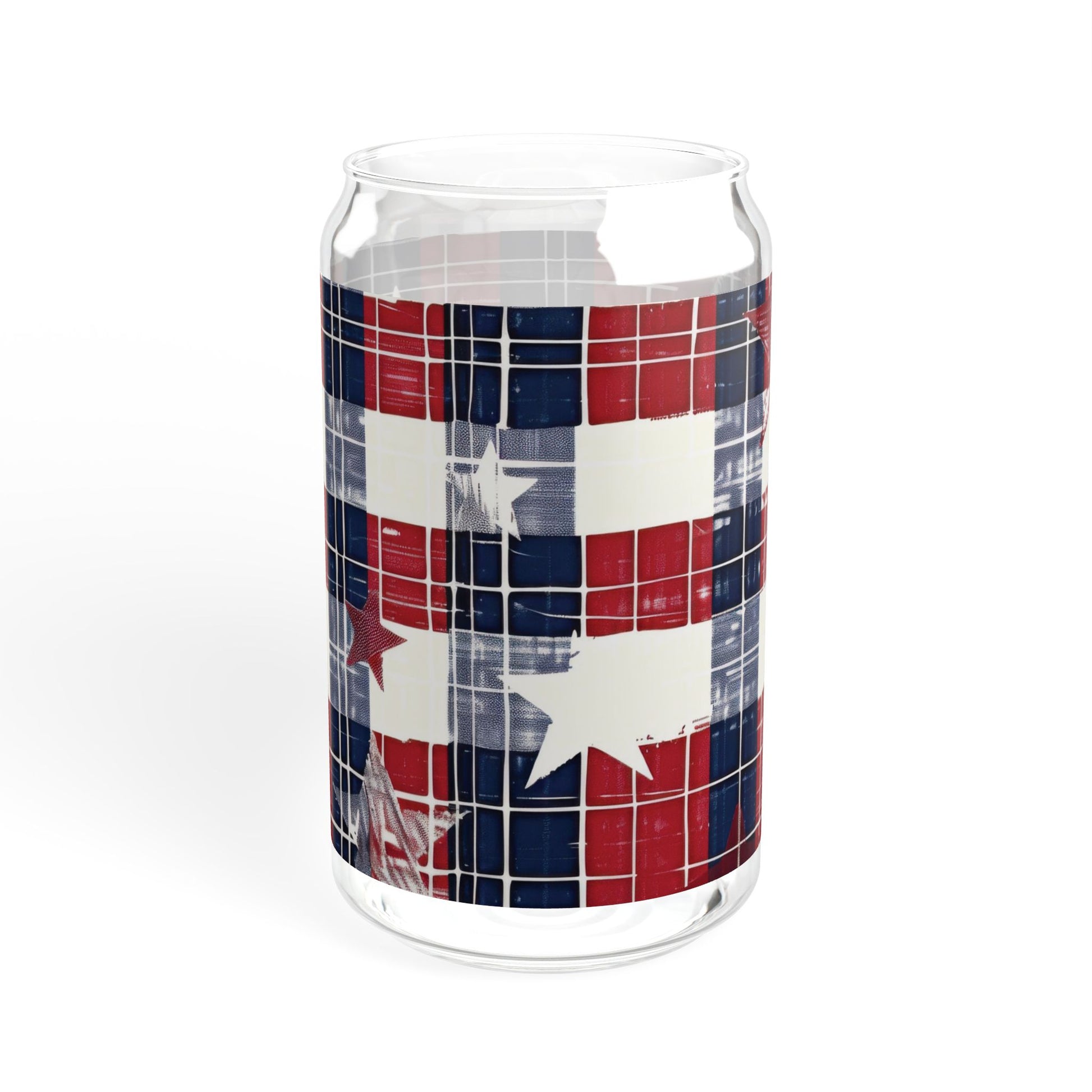 Patriotic Flag Glass Sipper Cup 16oz with Optional Bamboo Lid & Tritan Straw