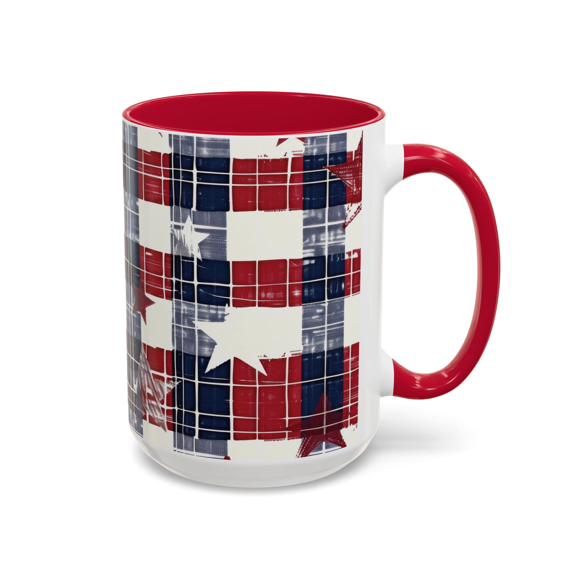 Red, White & Blue Plaid Coffee Mug  2 sizes, 2 colors