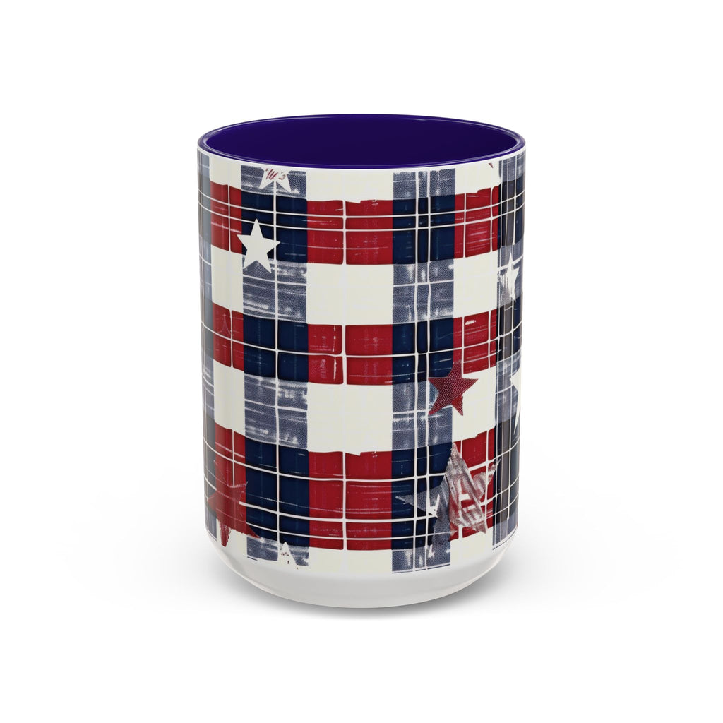 Red, White & Blue Plaid Coffee Mug  2 sizes, 2 colors