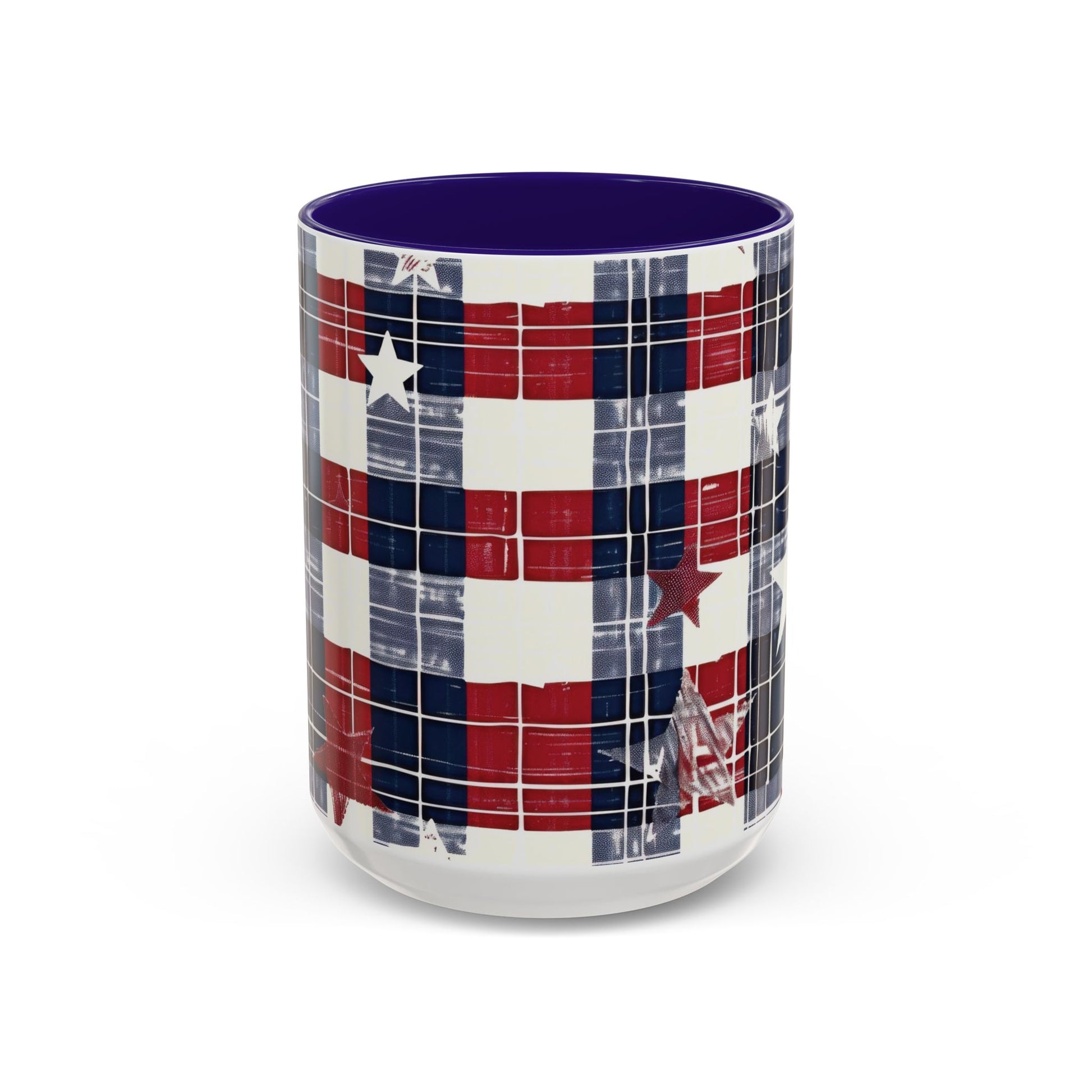 Red, White & Blue Plaid Coffee Mug  2 sizes, 2 colors