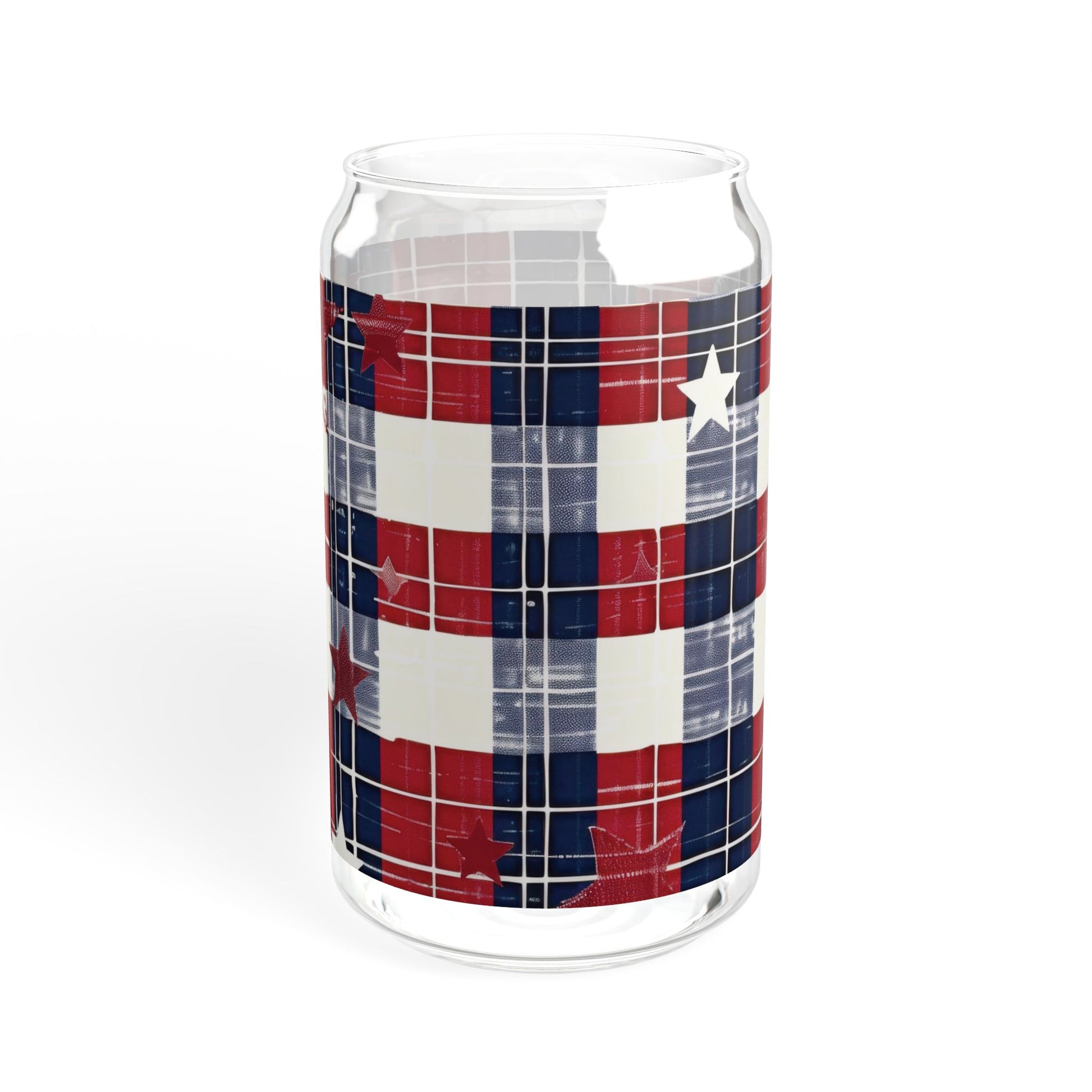 Patriotic Flag Glass Sipper Cup 16oz with Optional Bamboo Lid & Tritan Straw