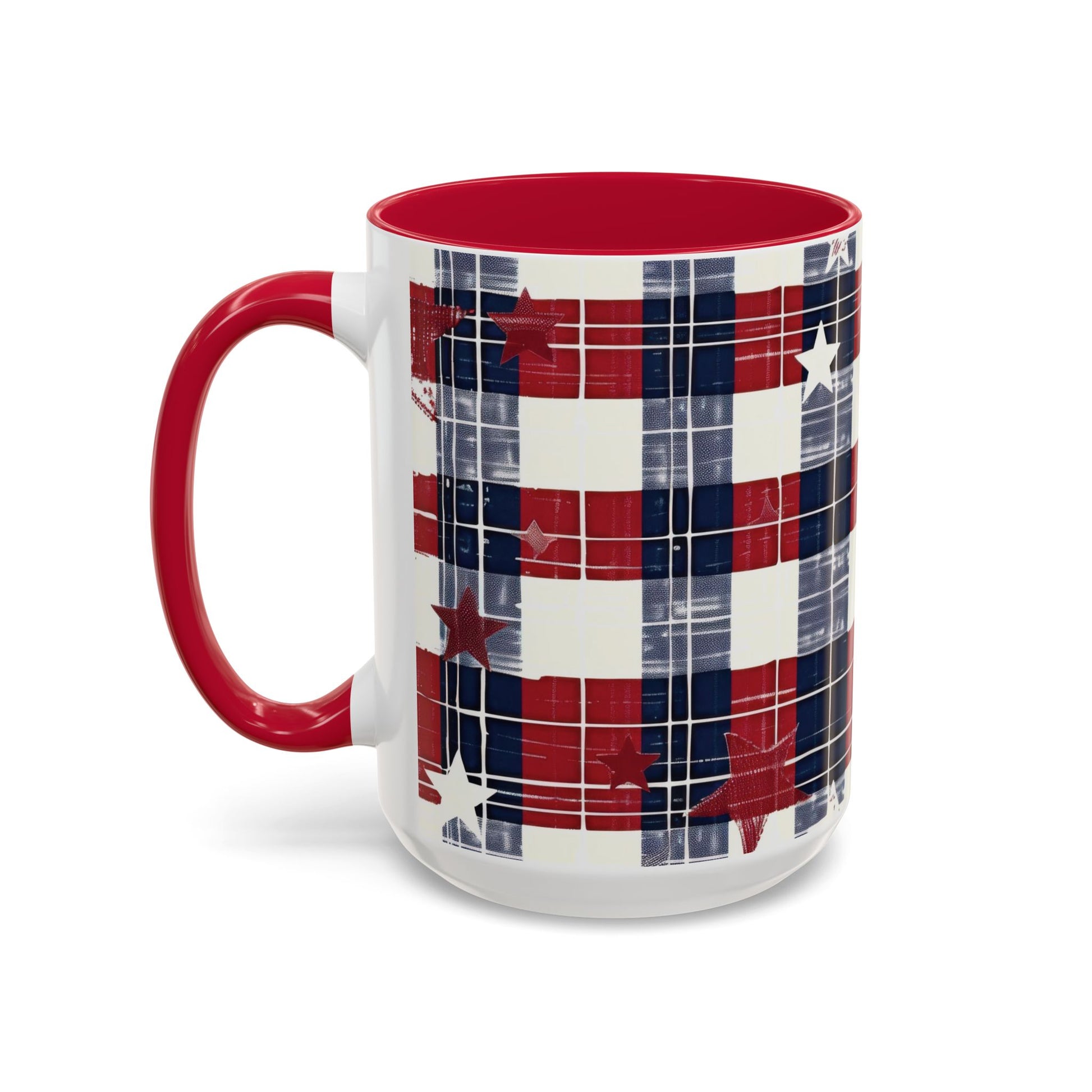 Red, White & Blue Plaid Coffee Mug  2 sizes, 2 colors