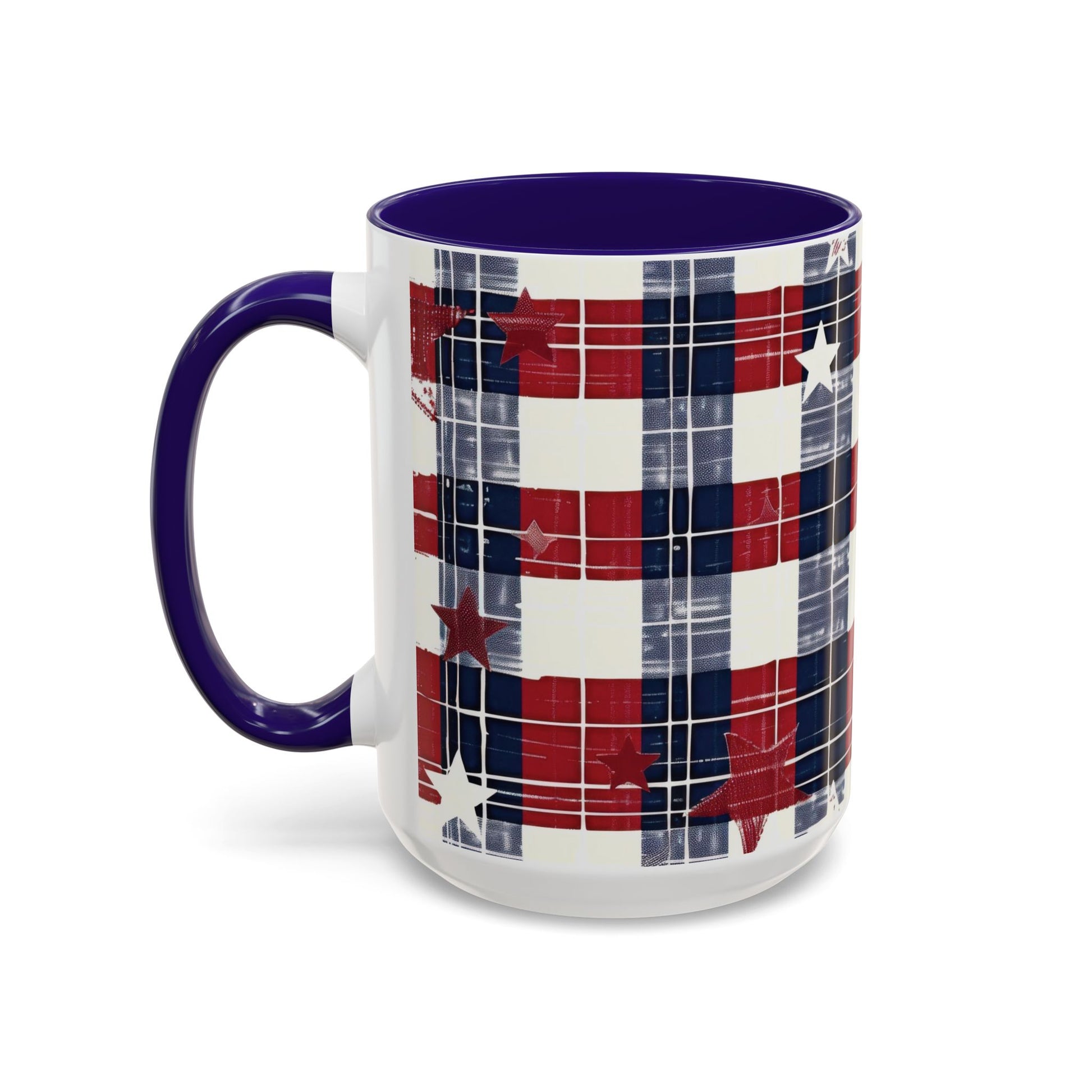 Red, White & Blue Plaid Coffee Mug  2 sizes, 2 colors
