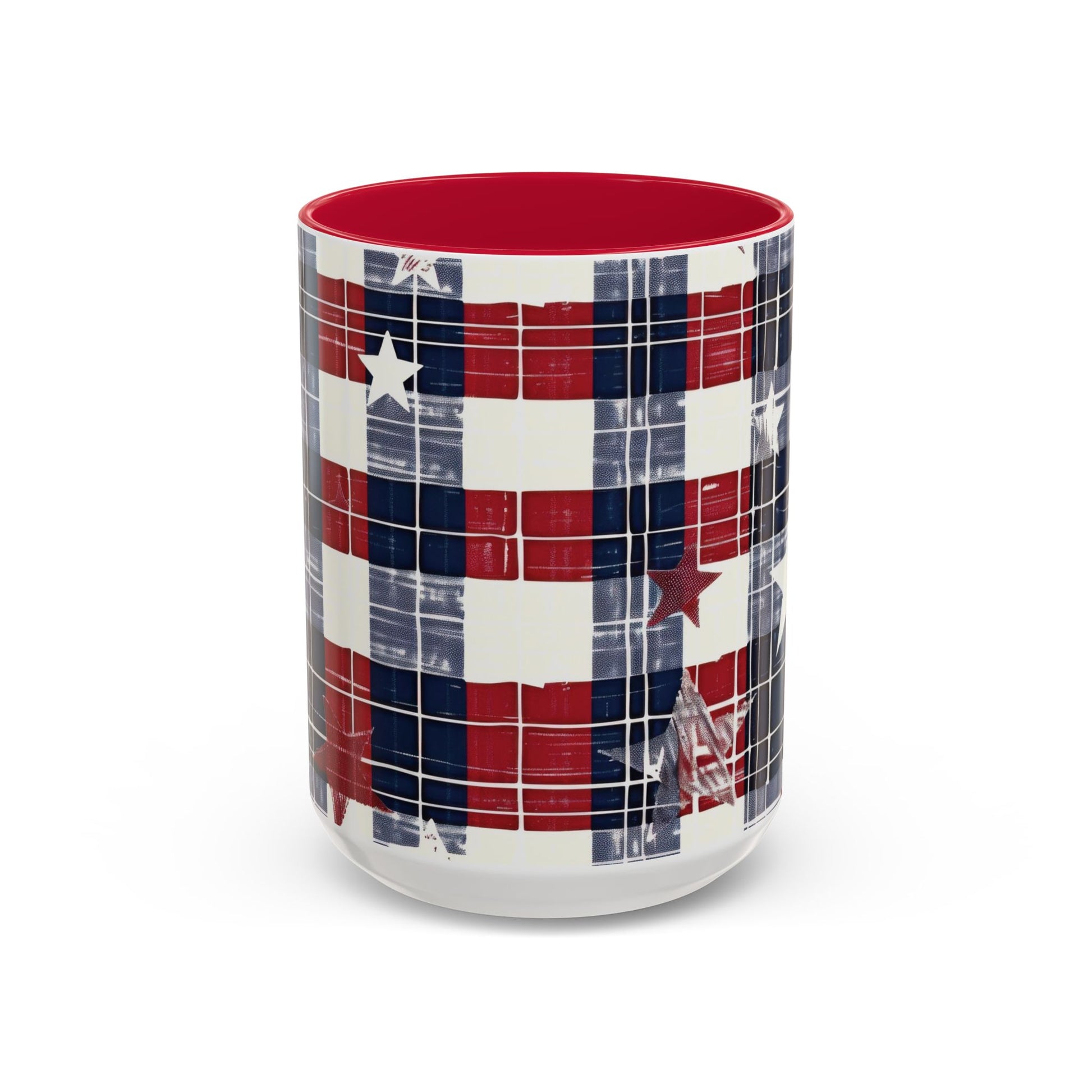Red, White & Blue Plaid Coffee Mug  2 sizes, 2 colors