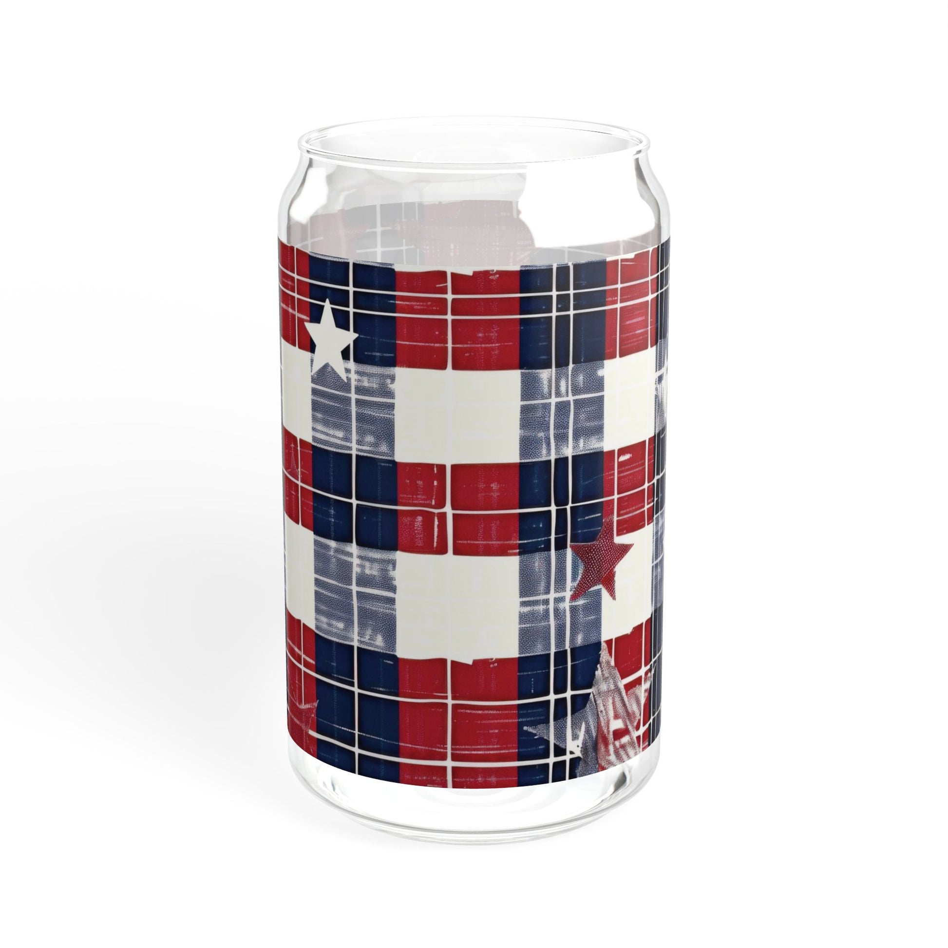 Patriotic Flag Glass Sipper Cup 16oz with Optional Bamboo Lid & Tritan Straw